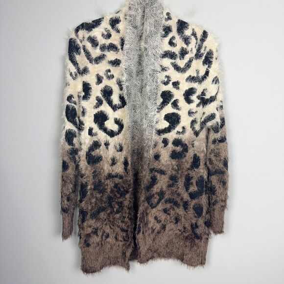 WISHLIST | Ombré Eyelash Style Animal Print Open Front Cardigan Women’s Size M/L - Picture 1 of 7